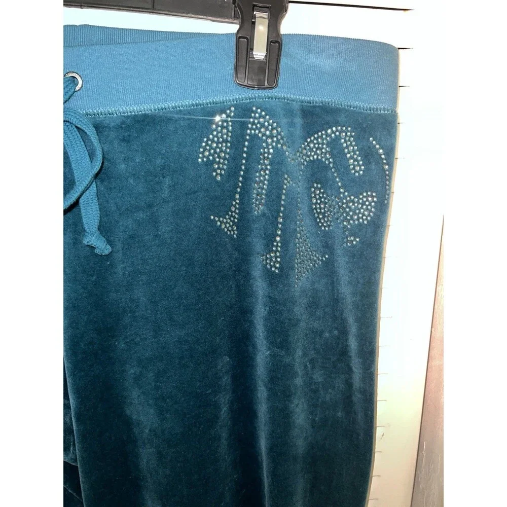 Juicy Couture Sweatpants Womens L Velour Drawstring Track Pants 2000s Bling New